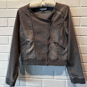 Jessica Simpson denim cropped moto jacket